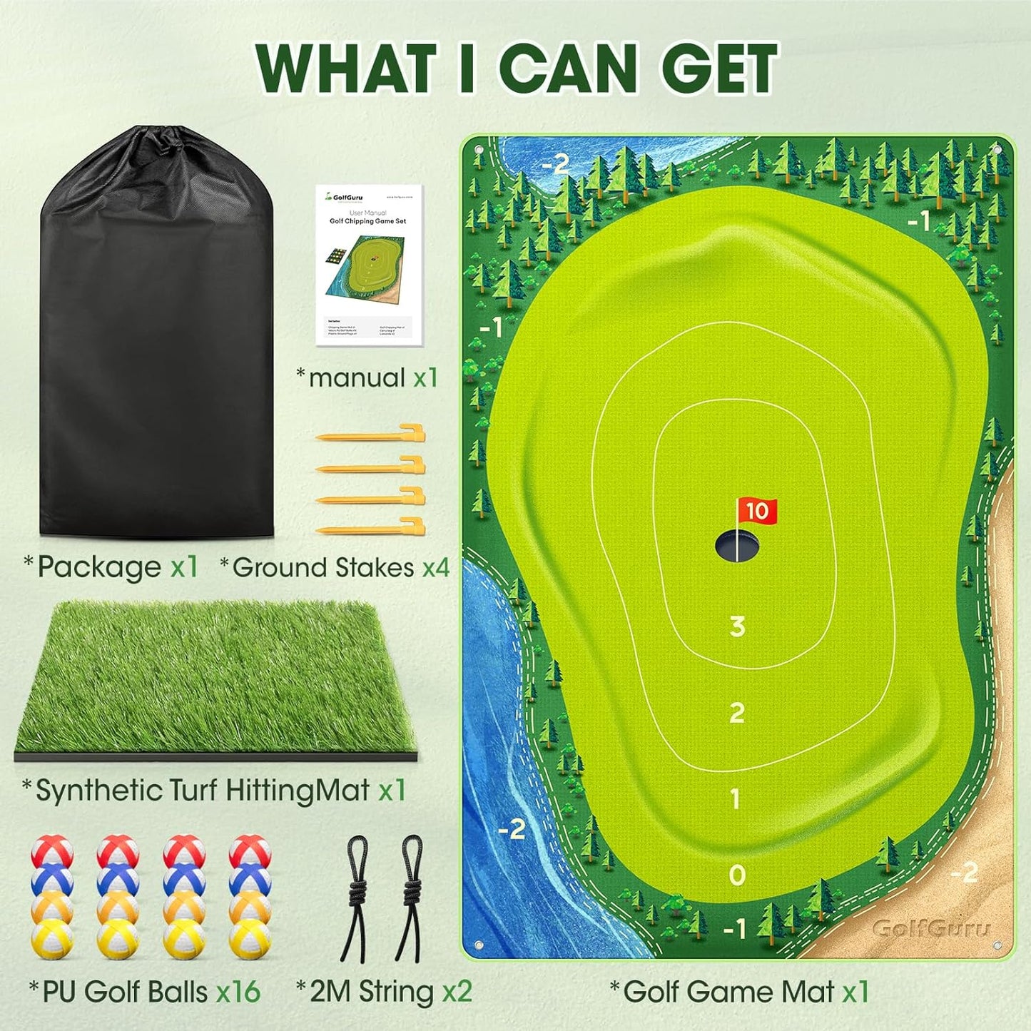 Golfguru Chipping Game Mat Toy Golf