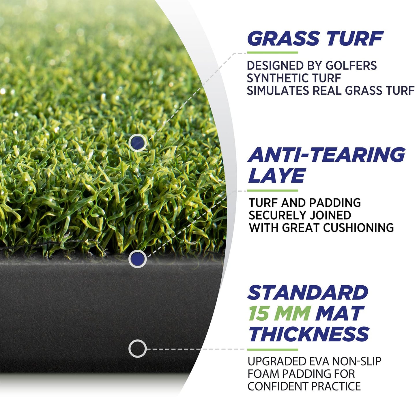 Golfguru Golf Mat, 5x4ft 31MM Golf Hitting Mats