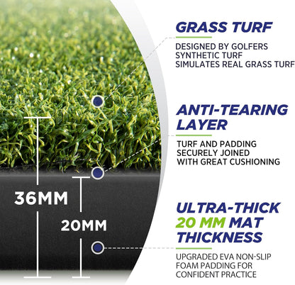 Golfguru Golf Mat, 5x4ft 36MM Golf Hitting Mats