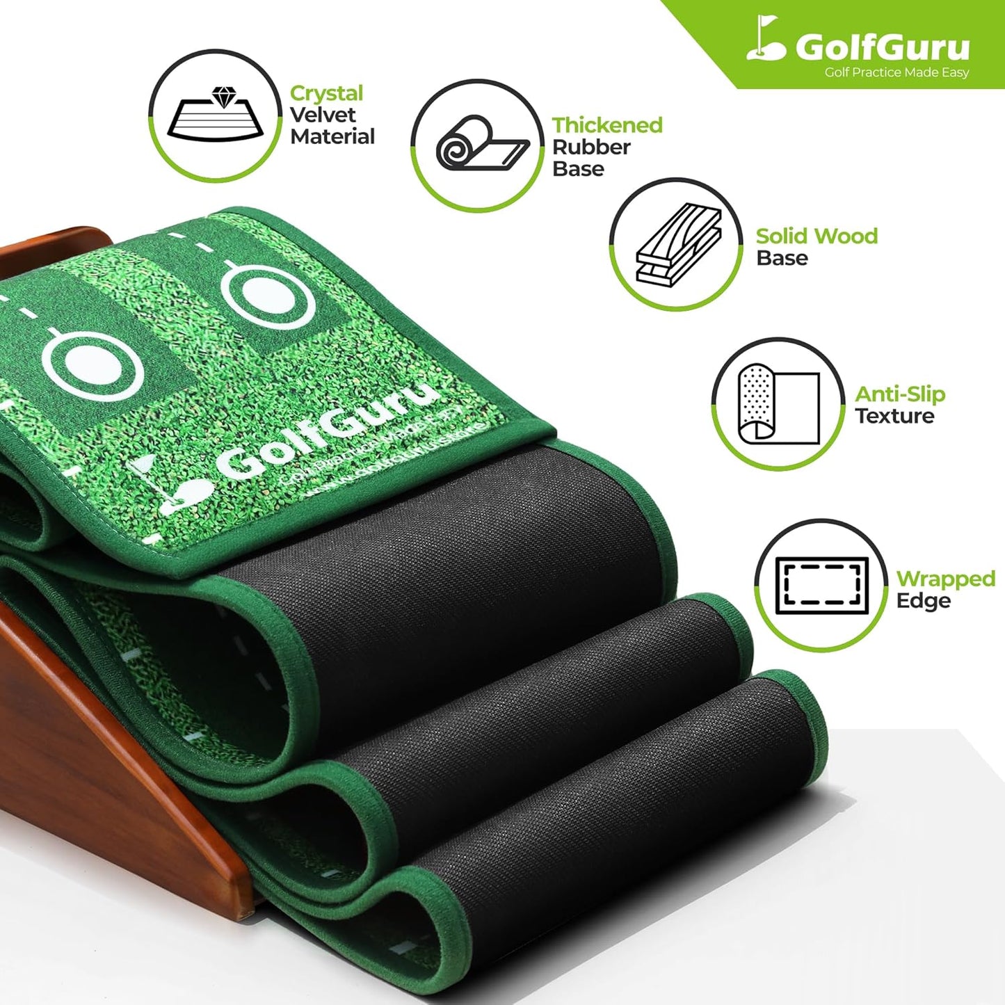 Golfguru Putting Green Indoor, 9.8ft Golf Putting Mat with Automatic Ball Return Track