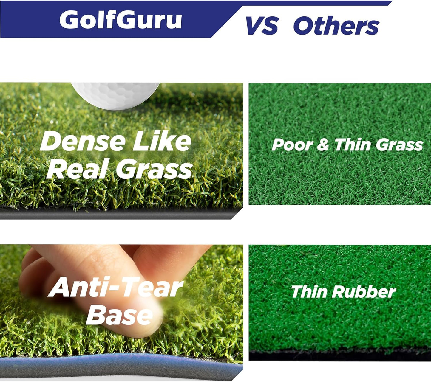 Golfguru Golf Mat, 5x4ft 36MM Golf Hitting Mats