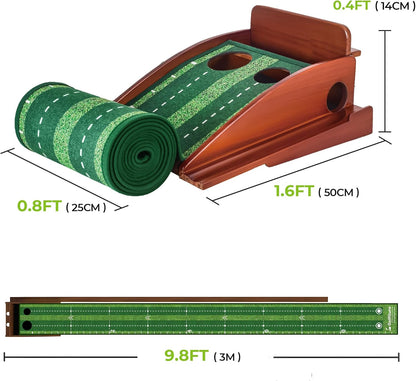 Golfguru Putting Green Indoor, 9.8ft Golf Putting Mat with Automatic Ball Return Track