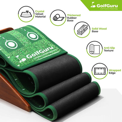 Golfguru Putting Green 9.8ft Golf Putting Mat with Automatic Ball Return Track & Putting Mirror