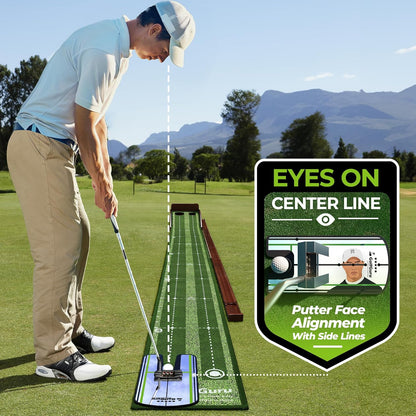 Golfguru Putting Green 9.8ft Golf Putting Mat with Automatic Ball Return Track & Putting Mirror